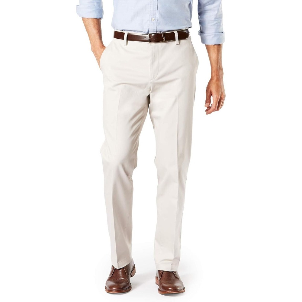 Dockers Straight Fit Signature Lux‎ Cotton Stretch Khaki Pant-Creased, 32/32